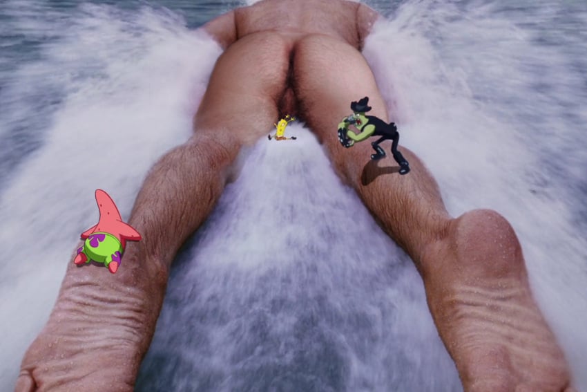 ass ass_cleavage ass_focus ass_up asshole body_hair david_hasselhoff dennis_(spongebob_squarepants) fakes feet giant_ass giant_male hairy_ass hairy_legs hairy_male macrophilia male male_only male_thighs muscular muscular_male naked_male non-web_source nude_male ocean patrick_star real_person spongebob_squarepants spongebob_squarepants_(character) spongebob_squarepants_(series) the_spongebob_squarepants_movie