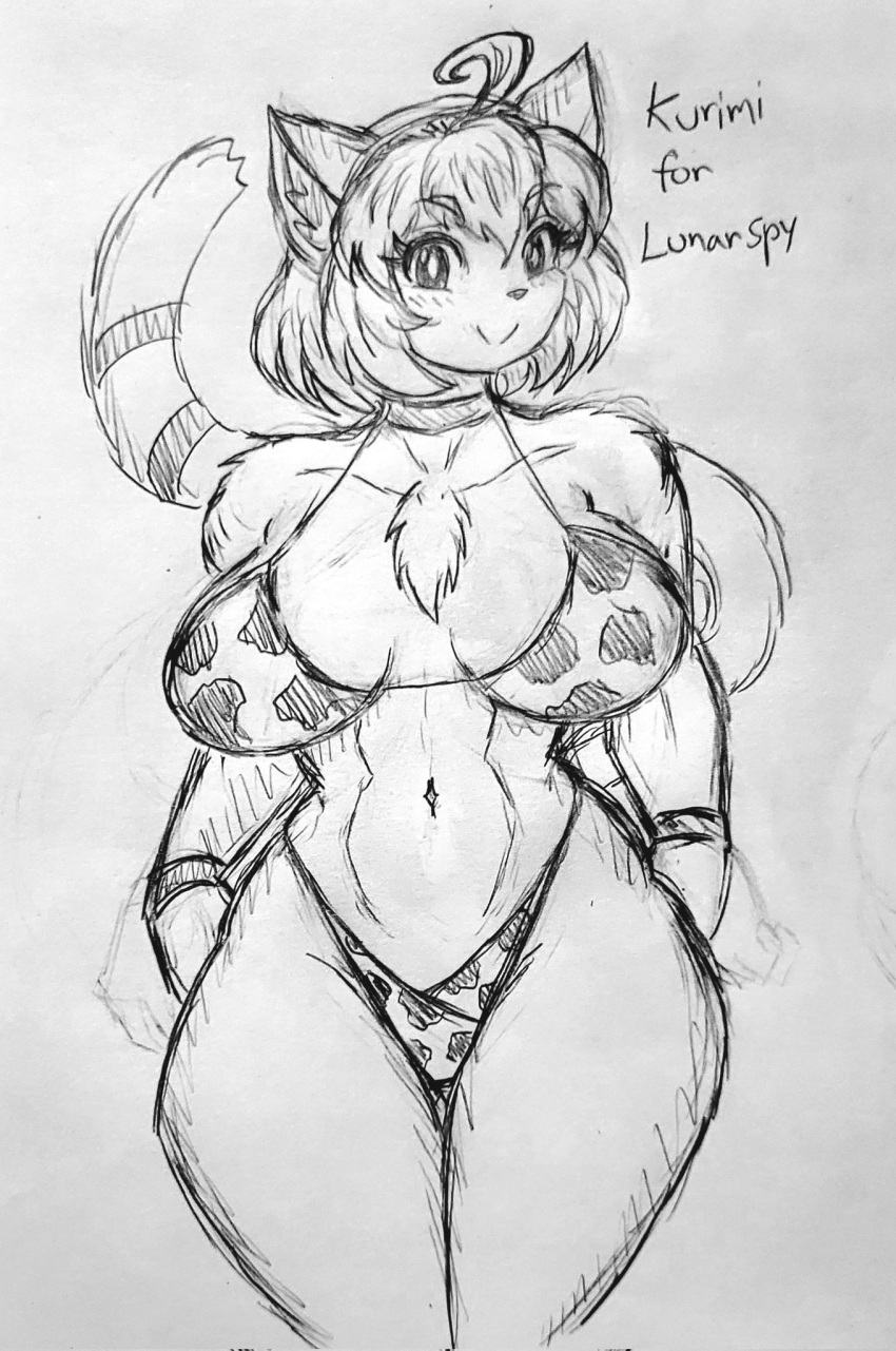 big_breasts breasts cleavage cow_print fanartsmraa feline female furry huge_breasts kurimi_(lunarspy) tagme thick_thighs wide_hips