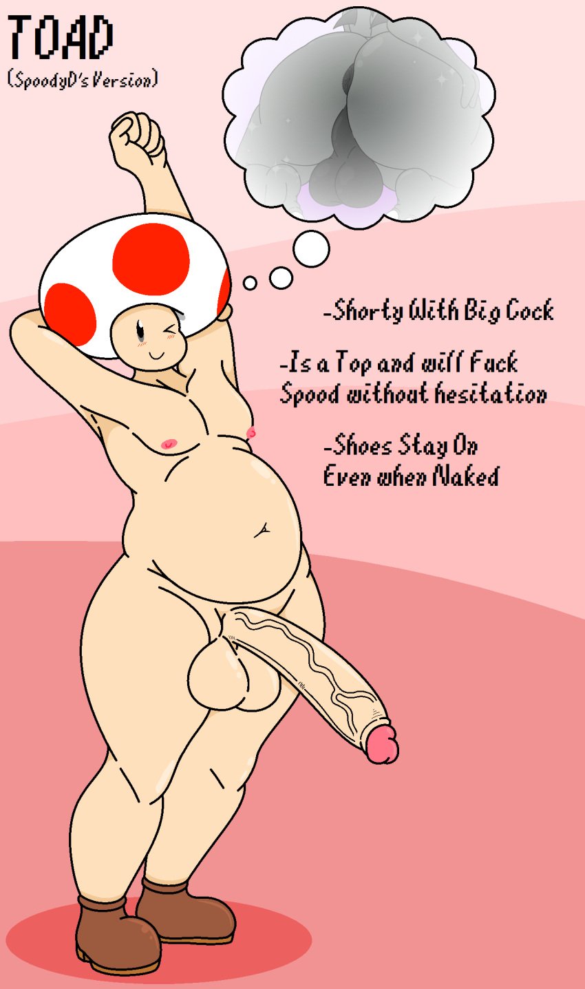 blush brian_(thespiderbunny) digital_drawing_(artwork) digital_media_(artwork) long_penis male mutual_breeding nintendo pregnant_male reference_sheet shoes slightly_chubby spoodydood stretching super_mario_bros. toad_(mario) toony toony_face veiny_penis