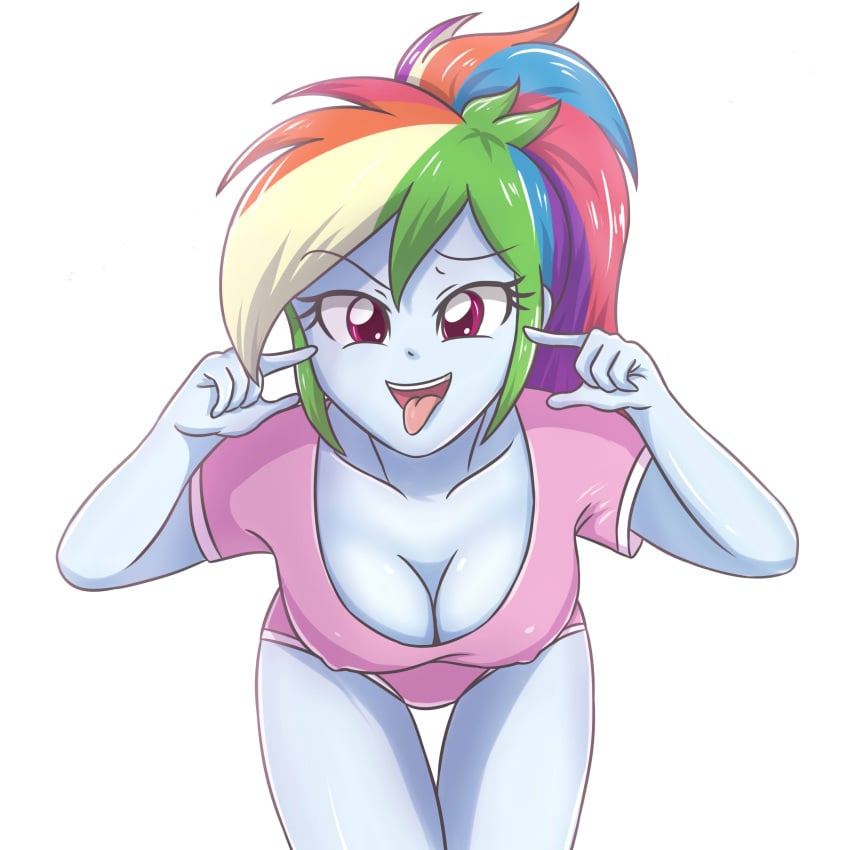 1girls bent_over big_breasts breasts busty cleavage down_blouse equestria_girls erect_nipples female friendship_is_magic hasbro looking_at_viewer my_little_pony nipple_bulge nipple_outline open_mouth panties pink_panties pokies rainbow_dash_(eg) rainbow_dash_(mlp) raised_eyebrow shirt simple_background sling_bikini smooth_skin solo spread_legs suggestive sumin6301 swimsuit thigh_gap tongue_out transparent_background underwear white_background