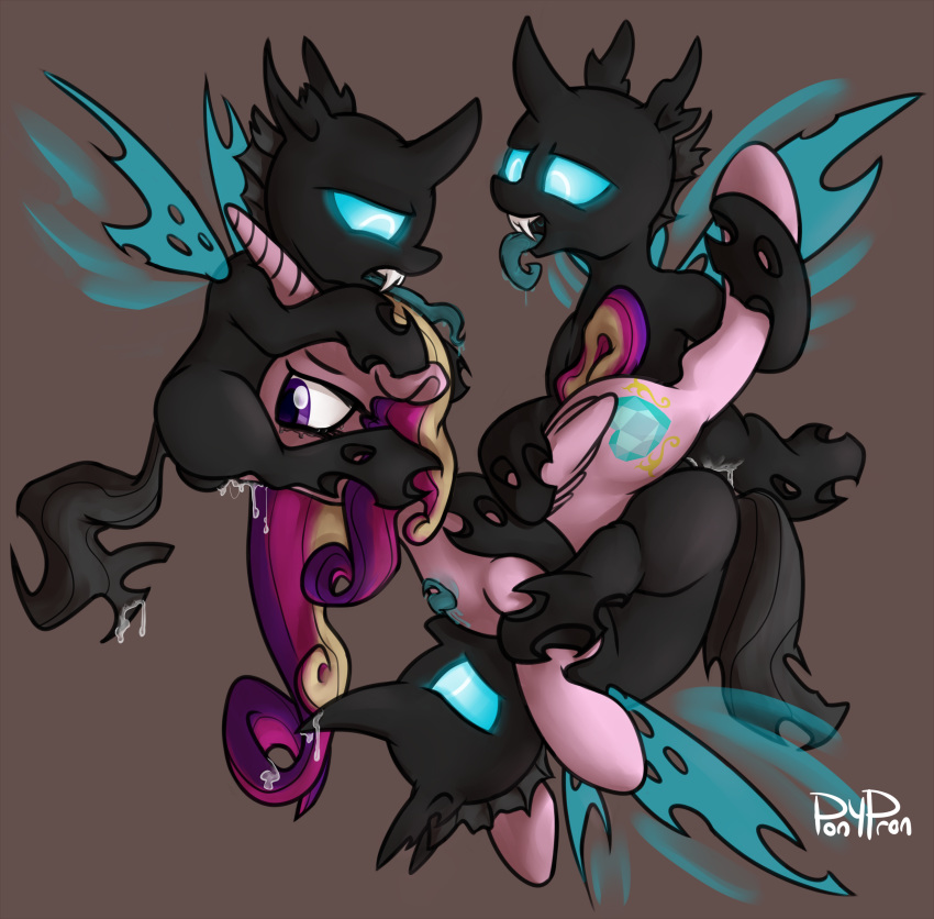 2014 absurd_res alicorn changeling cum cum_in_mouth cum_inside cutie_mark drone_(mlp) equid feathered_wings feathers fellatio female feral forced foursome friendship_is_magic gangbang glowing glowing_eyes group group_sex hi_res hole_(anatomy) horn insect_wings male mammal my_little_pony oral penetration penile ponypron princess_cadance_(mlp) rape saliva sex simple_background spitroast straight tears tongue tongue_out wings