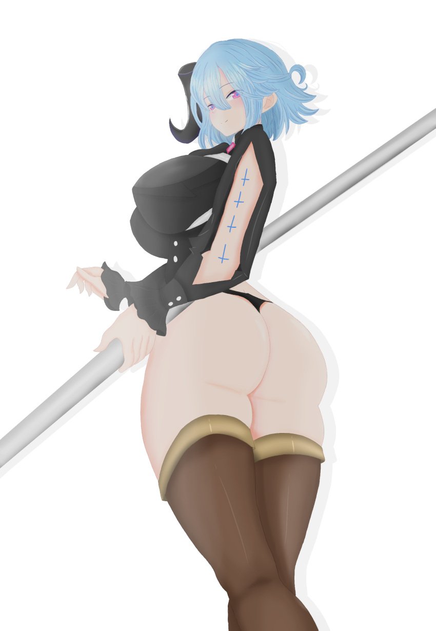 1girls ass big_ass big_breasts blue_hair boots breasts clothed demon demon_girl female horn inverted_cross light_blue_hair panties pink_eyes rule_63 rule_63 sitri sitri_(what_in_hell_is_bad) tagme what_in_hell_is_bad