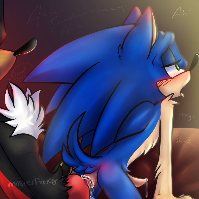 anal anal_sex blush cum_in_ass cum_inside dialogue furry gay mnsterfxcker moaning shadow_the_hedgehog sonadow sonic_(series) sonic_the_hedgehog sonic_the_hedgehog_(series) text_bubble