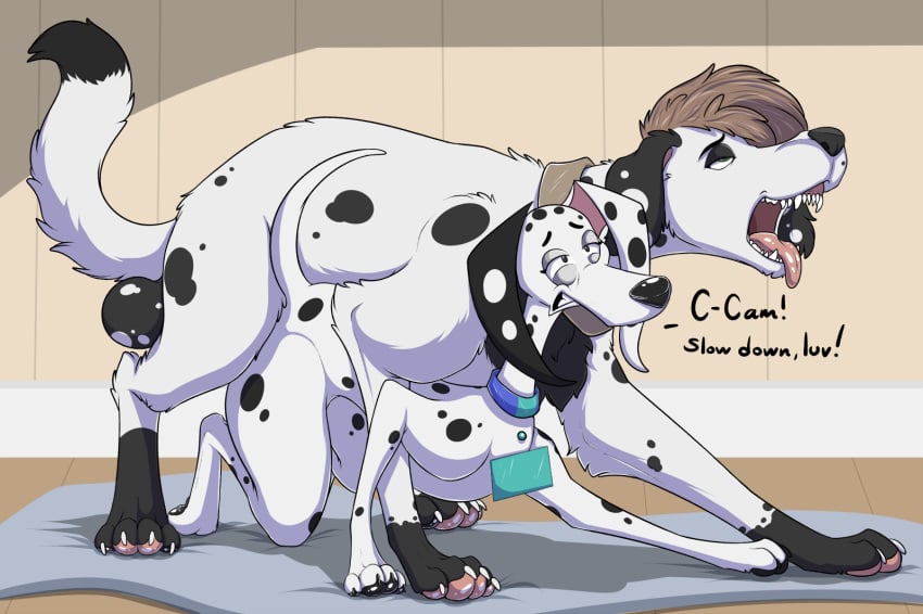 101_dalmatian_street 1female 1male 2dogs anatomically_correct balls black_body black_fur black_nose black_spots black_text blue_collar breeding breeding_mount camaro_(psy101) canid canine canine canis claws clenched_teeth dalmatian delilah_(101_dalmatians) dialogue digital_drawing_(artwork) digital_media_(artwork) disney dog_collar english_dialogue english_text female female_dog feral feral_on_feral fluffy_tail furry_art furryart half-closed_eyes m/f male male/female male_dog mammal mating milf moaning mounting multiple_characters oc open_mouth original_character pleasure_face psy101 sex sex_from_behind showing_teeth spots spotted_body spotted_fur tail teeth_clenched teeth_showing text thick_thighs thighs tongue tongue_out white_body white_fur white_spots