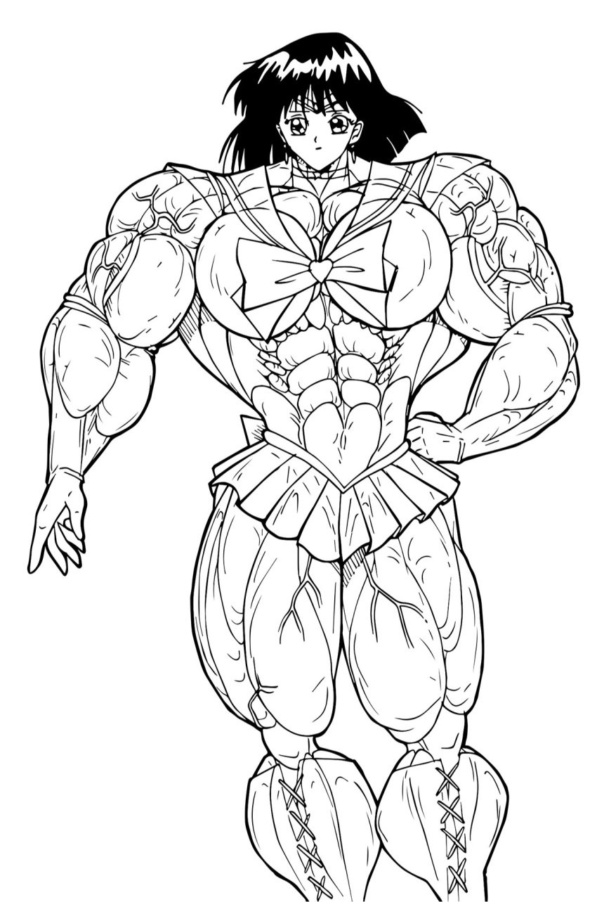 abs biceps big_breasts big_muscles bishoujo_senshi_sailor_moon breasts clothing female huge_breasts huge_muscles large_breasts large_muscles muscles muscular muscular_arms muscular_female muscular_legs muscular_thighs pecs rssam000 sailor_saturn skirt