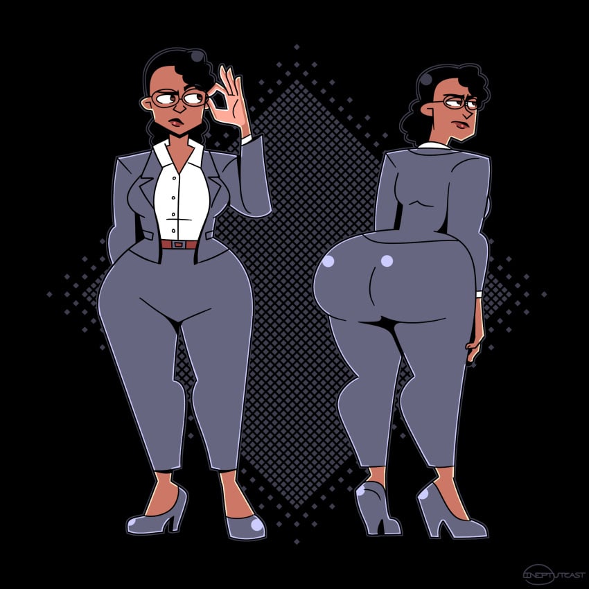 1girls ass big_ass black_hair bubble_butt clothing dark-skinned_female dark_skin dat_ass fat_ass female female_only glasses huge_ass ineptoutcast ingrid_hunnigan large_ass png resident_evil resident_evil_4 resident_evil_4_remake solo thick_ass thick_thighs wide_hips