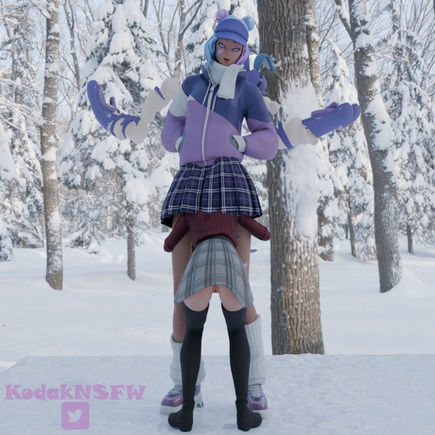 fortnite fortnite:_battle_royale giantess kodaknsfw leelah_(fortnite) tall_female upskirt winter_wonder_skye_(fortnite)