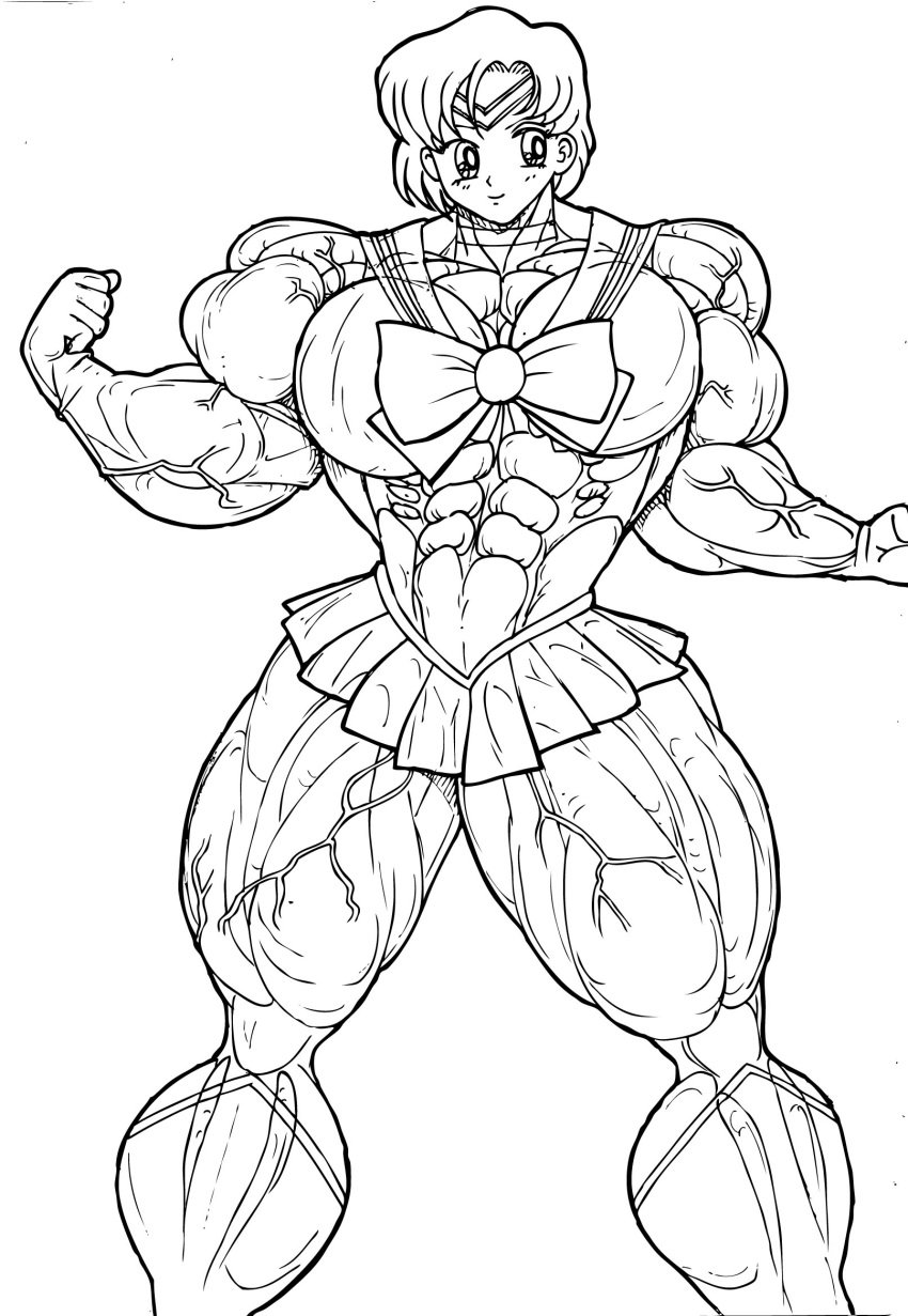 abs biceps big_breasts big_muscles bishoujo_senshi_sailor_moon breasts clothing female huge_breasts huge_muscles large_breasts large_muscles muscles muscular muscular_arms muscular_female muscular_legs muscular_thighs pecs rssam000 sailor_mercury skirt