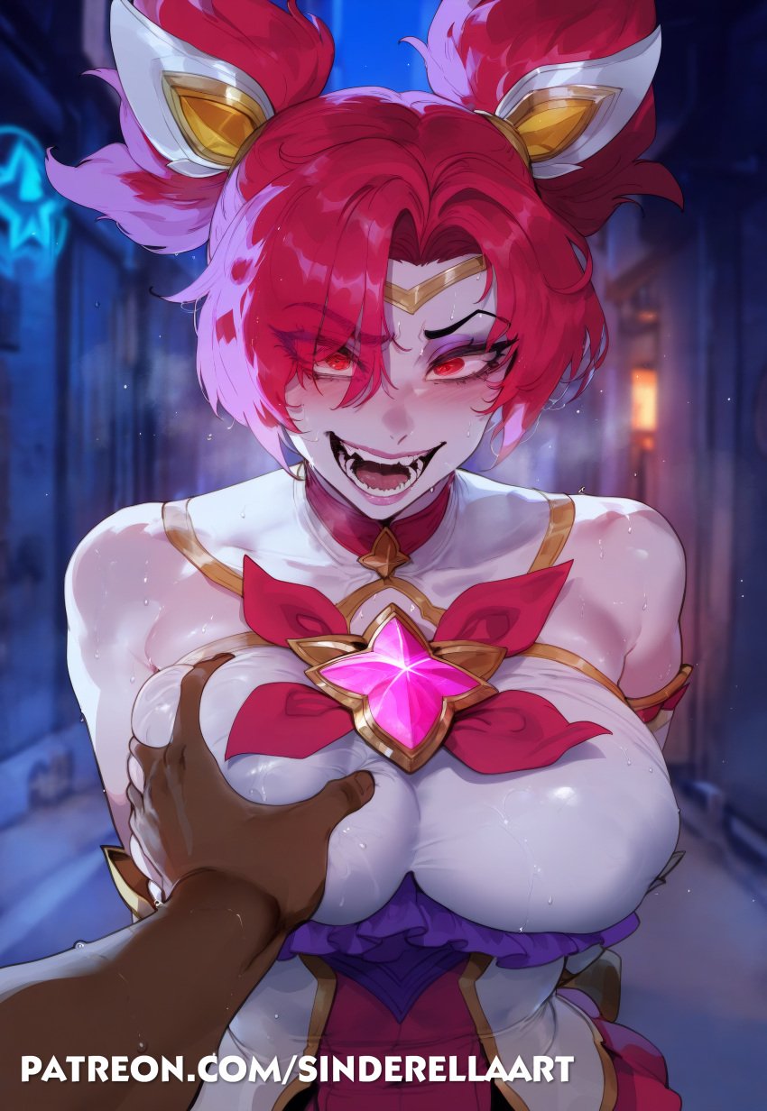 1boy 1girls ai_generated big_breasts breasts_bigger_than_head busty commission crazy_girl curvaceous dark-skinned_male female grope groping huge_breasts interracial jinx_(league_of_legends) large_breasts league_of_legends light-skinned_female night nighttime patreon patreon_url patreon_username public red_eyes red_hair riot_games sinderellaart star_guardian_jinx star_guardian_series tencent thick video_game video_game_character video_games voluptuous voluptuous_female yandere