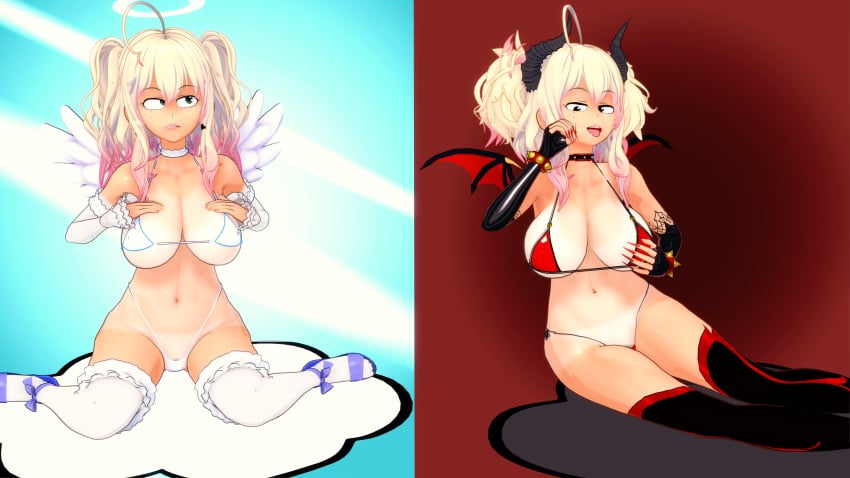 angel bimbo bimbofication eight69 female_deku halloween halloween_costume my_hero_academia rule63 succubus