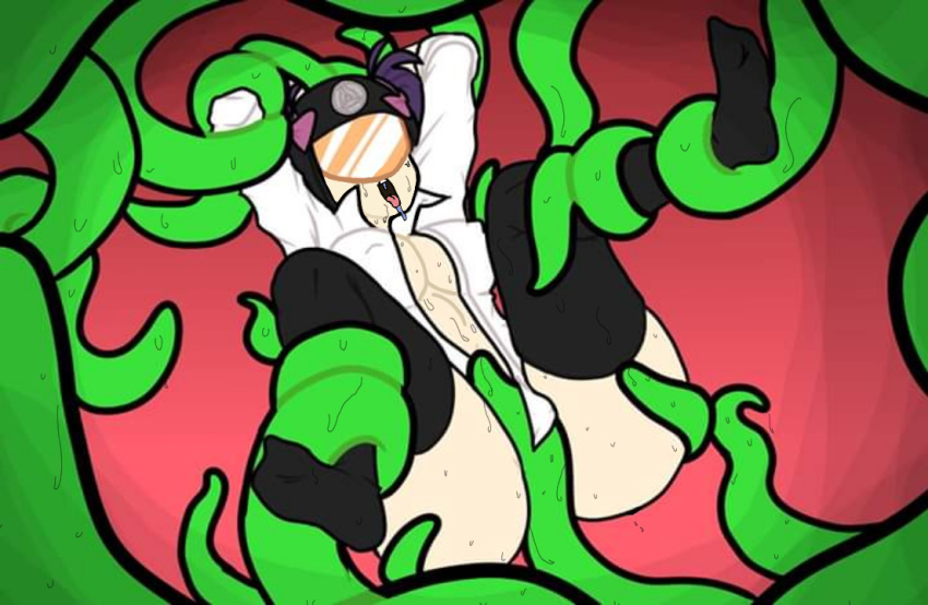 ahe_gao cognito cognitoposting green_tentacles high_socks purple_hair spread_legs tentacle