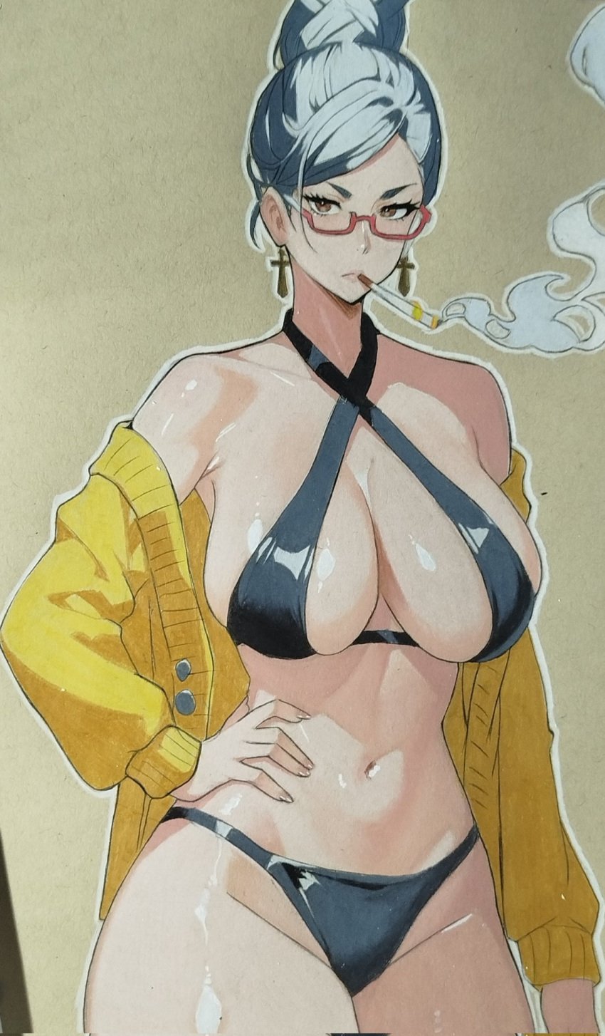 ayase_seiko big_breasts big_thighs bikini gilf hourglass_figure milf
