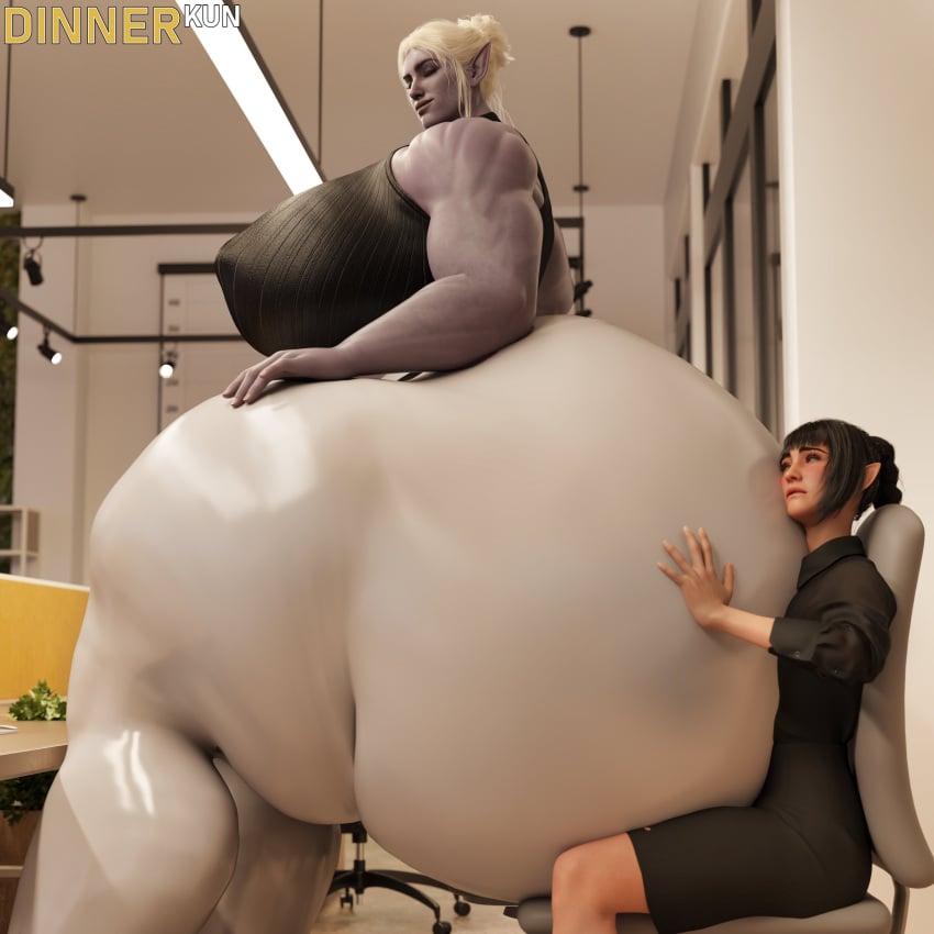 2girls ass_bigger_than_body ass_bigger_than_head ass_bigger_than_torso dinner-kun fat_ass giantess hyper hyper_ass hyper_breasts hyper_thighs long_hair massive_ass mini_giantess sitting_on_lap sitting_on_person tagme taller_female taller_girl thick_thighs