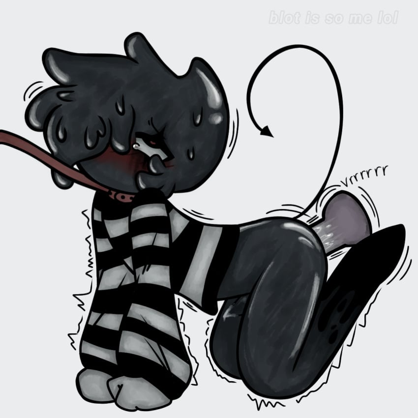blot_(dandy's_world) dandy's_world dildo eyes_rolled_back leashed_collar mime on_fours tears_of_pleasure tentacle_dick vibrating_dildo vibrator vibrator_in_ass