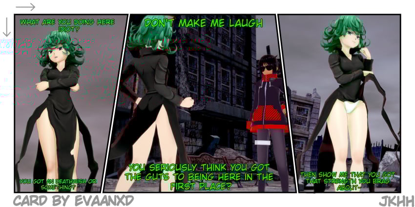 3d ass green_eyes green_hair jkhh koikatsu one-punch_man skirt_lift tatsumaki white_panties