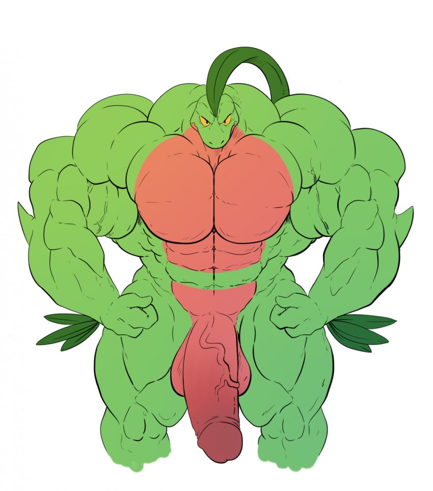 2022 3_fingers abs anthro balls biceps big_balls big_muscles big_penis biped black_eyes deltoids digital_drawing_(artwork) digital_media_(artwork) erection fingers flexing flexing_bicep flexing_both_biceps flexing_muscles front_view generation_3_pokemon genitals glans green_body green_skin grovyle hi_res huge_balls huge_cock huge_muscles humanoid_genitalia humanoid_penis hyper hyper_muscles leaf leaf_hair looking_at_viewer makeembig male multicolored_body multicolored_skin muscular muscular_anthro muscular_arms muscular_legs muscular_male muscular_thighs navel nintendo nude pecs penis plant plant_hair pokemon pokemon_(species) pseudo_hair red_balls red_body red_glans red_penis red_skin simple_background solo standing two_tone_body two_tone_skin vein white_background yellow_sclera