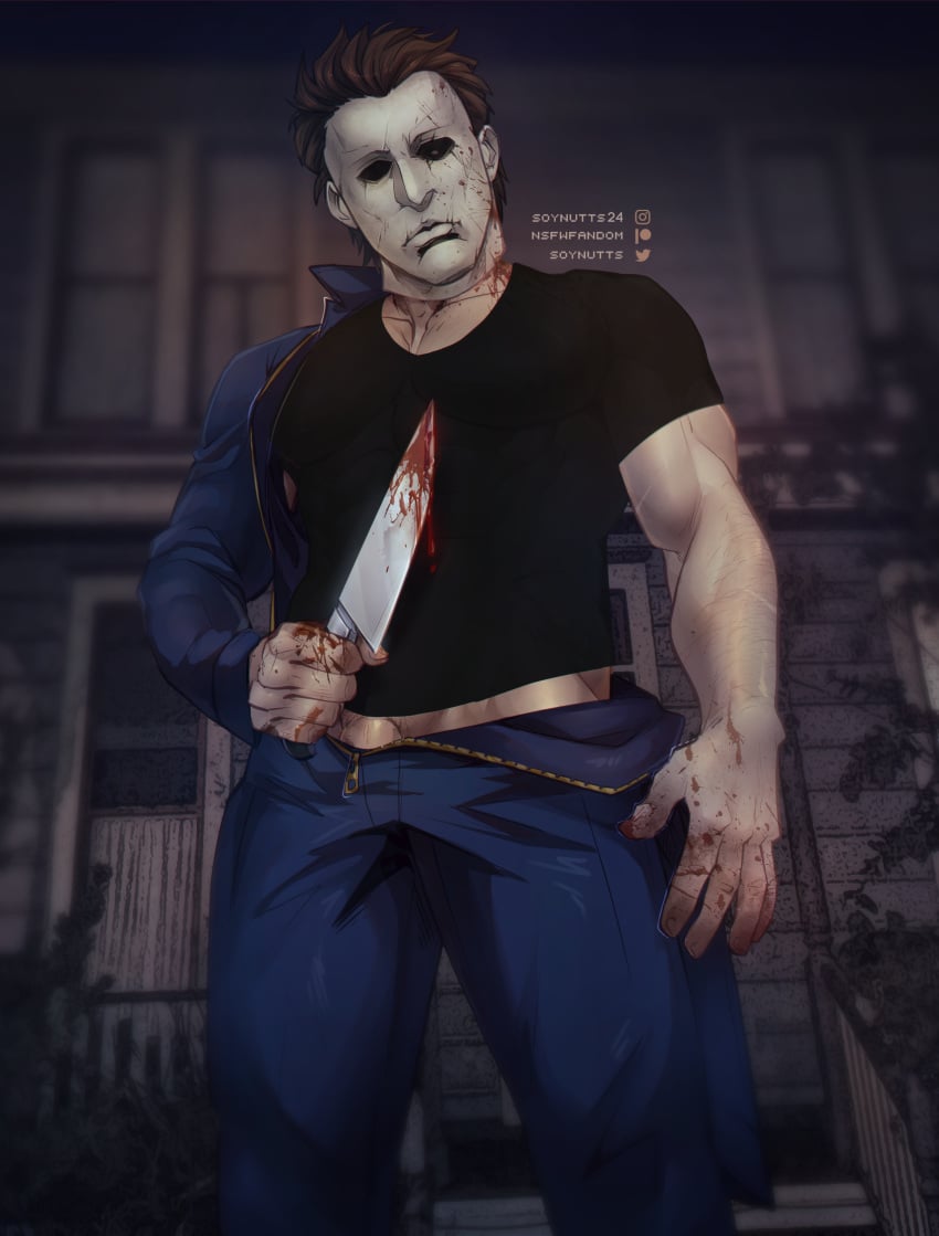 bara bulge clothing halloween halloween_(series) male male_only mask masked_male michael_myers muscular_male penis soynutts