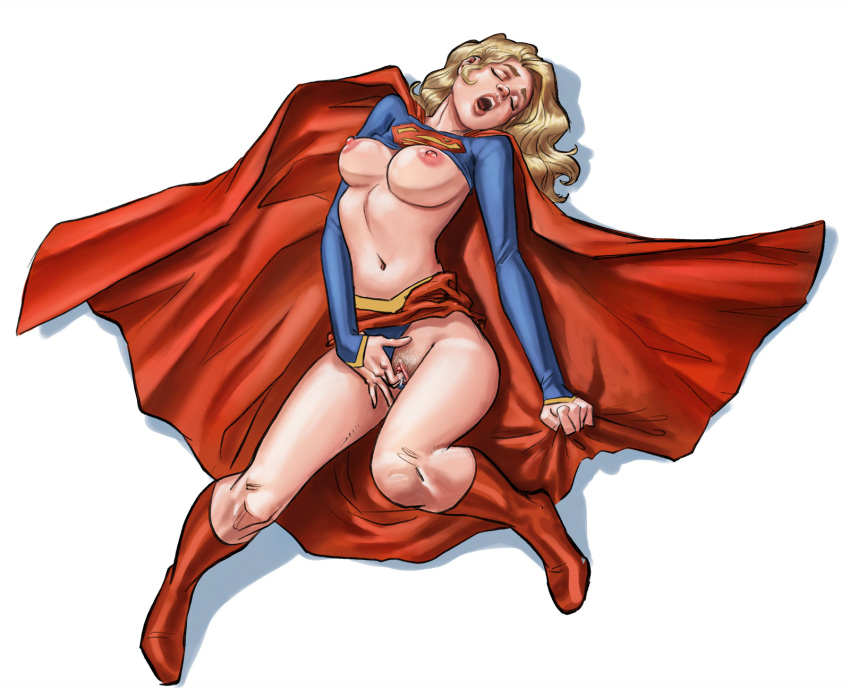 areolae big_breasts blonde_hair blue_eyes boots breasts busty cape dc dc_comics erect_nipples female_masturbation fingering gasp kara_zor-el long_hair masturbation navel nipples panties_aside pubic_hair pussy pussy_juice rigsusuallyhiddendrawings skirt supergirl superman_(series) thick_eyebrows thick_thighs vagina