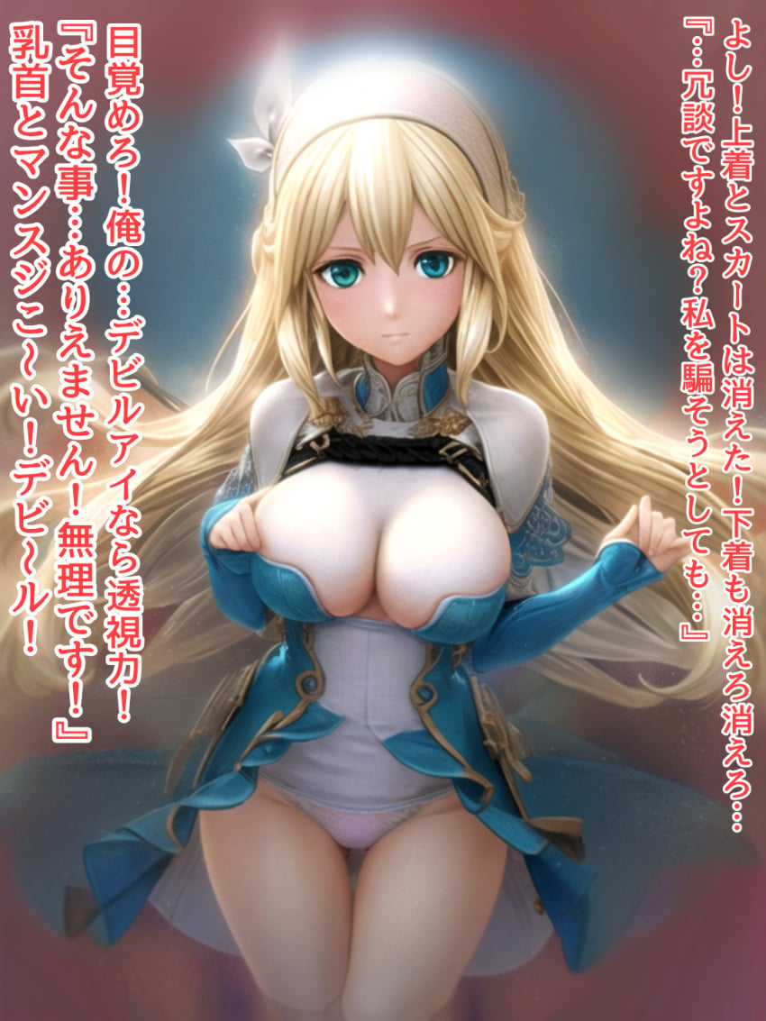 1girls ai_generated armsleeves big_breasts blonde_hair blue_eyes cleavage_cutout female kuroipiyo kuroipiyo(artist) looking_at_viewer lulunarde(wizardry) wizardry wizardry(daphne) wizardry_variants_daphne