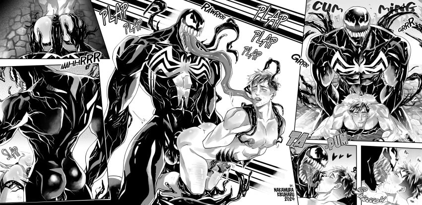 anal anime_style bara comic comic_page difference_size eddie_brock gay gay_sex manga muscles nsfw spider-man venom_(marvel) yaoi