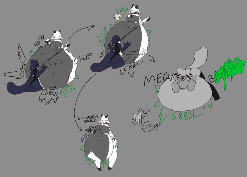 2024 2_horns 3_fingers 4_fingers absurd_res after_vore airborne_bone airborne_object airborne_skull aliasing ambiguous/ambiguous ambiguous_anthro ambiguous_gender ambiguous_pred ambiguous_prey anthro anthro_pred anthro_prey areola arm_tuft arms_bent asking ass belly belly_on_ground belly_reduction belly_smother belly_squish big_belly big_breasts big_butt biped black_arms black_body black_butt black_clothing black_collar black_ears black_footwear black_fur black_hands black_leash black_legs black_legwear black_nose black_socks black_stockings black_tail black_text black_thigh_highs black_thigh_socks black_topwear bodily_noises bone bone_breaking bone_disposal bone_imprints bones_in_stomach bovid bovid_horn breasts burping burping_up_bones burping_up_object burping_up_skull butt_grab calling_for_help caprine caprine_horn claw_pose closed_eyes closed_frown clothed clothed_ambiguous clothed_anthro clothing collar compression_sound_effect countershade_belly countershade_fur countershade_torso countershading cracking crunch crushing_sound_effect cute_fangs death devious_grin dialogue digestion digestion_noises digestion_sequence digital_drawing_(artwork) digital_media_(artwork) directional_arrow domestic_cat ears_down ears_up eclair_(tcsrjx) ellipsis emily_(tcsrjx) english_description english_text exposed_belly exposed_butt eye_contact eye_roll face_imprint face_on_belly fatal_vore felid feline felis female female_(lore) female_anthro female_pred female_prey fingers flat_colors floating_whiskers floppy_ears fluffy fluffy_tail footwear front_view full-length_portrait fully_inside fur glorp goat goat_horn green_text grey_background grey_belly grey_body grey_breasts grey_butt grey_clothing grey_countershading grey_ears grey_face grey_fur grey_sweater grey_tail grey_topwear group hand_imprint hand_on_another's_belly hand_on_belly hand_on_butt hand_on_leash hand_on_own_belly hand_on_own_butt hands_on_belly hands_on_own_belly head_tuft hi_res holding_leash holding_object hooved_fingers hooves horn huge_belly hyper hyper_belly imprint leash leash_pull leashed_anthro leashed_collar leashed_prey legwear long_sleeves long_tail looking_aside looking_at_another looking_well-fed lying male_(lore) mammal mass_vore meow monotone_arms monotone_background monotone_belly monotone_body monotone_butt monotone_clothing monotone_collar monotone_face monotone_footwear monotone_fur monotone_hands monotone_legs monotone_legwear monotone_socks monotone_stockings monotone_sweater monotone_tail monotone_thigh_highs monotone_thigh_socks monotone_topwear mostly_clothed_ambiguous mostly_clothed_anthro motion_lines muffled multicolored_body multicolored_fur multiple_prey narrowed_eyes navel no_underwear noseless nude_anthro nude_female on_front one_piece_suit onesie onomatopoeia open_mouth open_smile oral_vore path_lines pinned_to_belly pivoted_ears pointy_ears portrait pred_turned_prey prick_ears raised_tail recursive_vore regurgitation resting_on_belly reverse_countershading rib_cage rumbling_stomach same_size_vore satisfied_look scut_tail sequence sequential_arrow short_tail shortened_sound_effect shoulder_tuft simple_background skull skull_imprint sleeves_past_wrists smile smiling_at_another smoothening_bulge_digestion socks soft_vore sound_effect_variant sound_effects squish stockings stretchy_bulge struggling struggling_prey stylized_text swallowing_sound_effect sweater tail tail_down tcsrjx teeth text thigh_highs thigh_socks three-quarter_view toothy_grin toothy_smile topwear torn_clothing torn_sweater torn_topwear trio tuft two_tone_body two_tone_fur unknown_character unseen_prey unwilling_prey urp vore vowelless vowelless_sound_effect vowelless_vocalization white_areola white_arms white_body white_ears white_face white_fur white_tail white_tuft