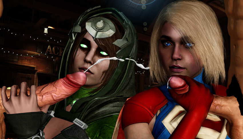 3d blonde_hair blue_eyes dc dc_comics eltanotator enchantress_(dc) enchantress_(injustice) injustice_2 june_moon masturbation supergirl