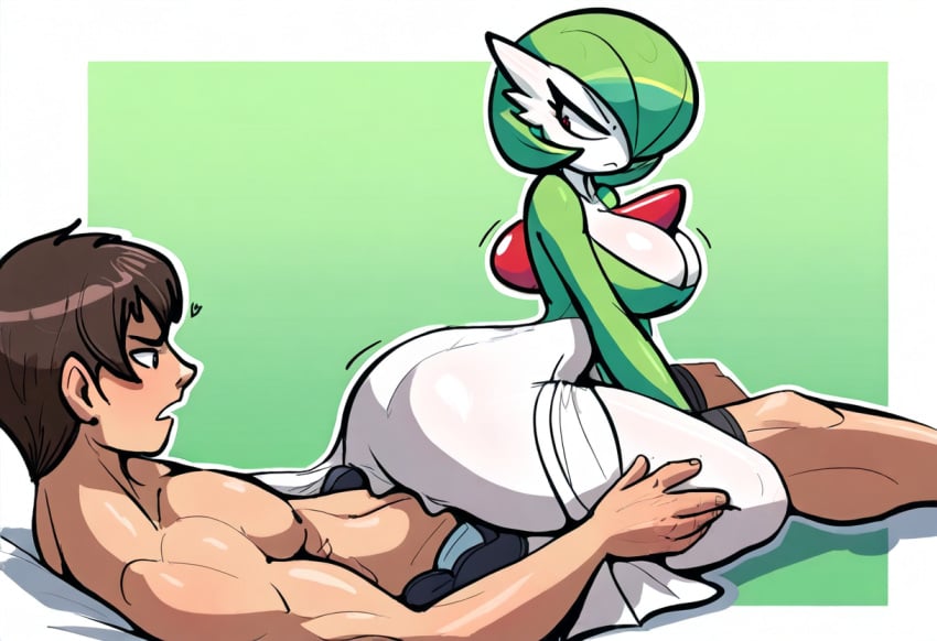 1boy ai_generated ass duo female furry furry_female gardevoir generation_3_pokemon human_on_anthro mullon novelai pokemon pokemon_(species) pokephilia sitting sitting_on_lap straight straight sweat