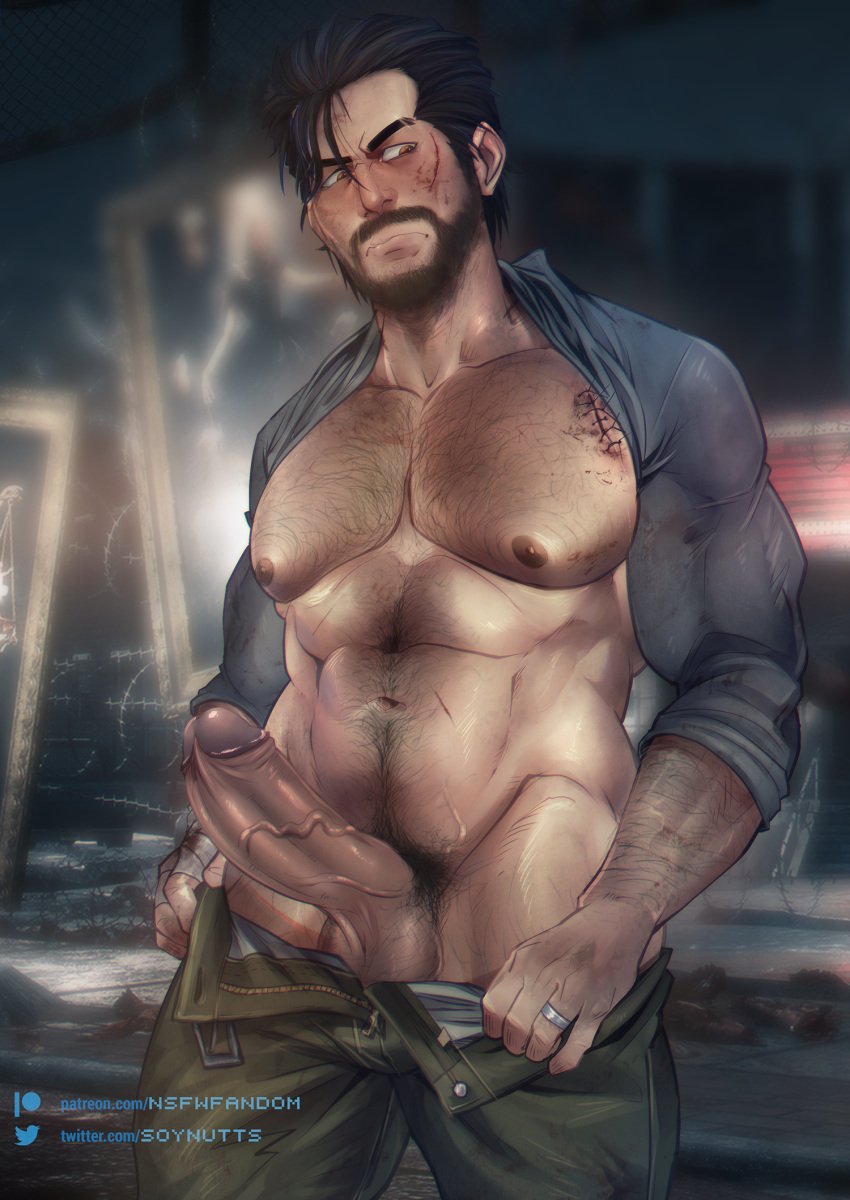 abs balls bara beard biceps big_balls big_penis bulge clothing daddy dilf male male_nipples male_only manly mature_male muscular_male nipples pecs penis sebastian_castellanos the_evil_within