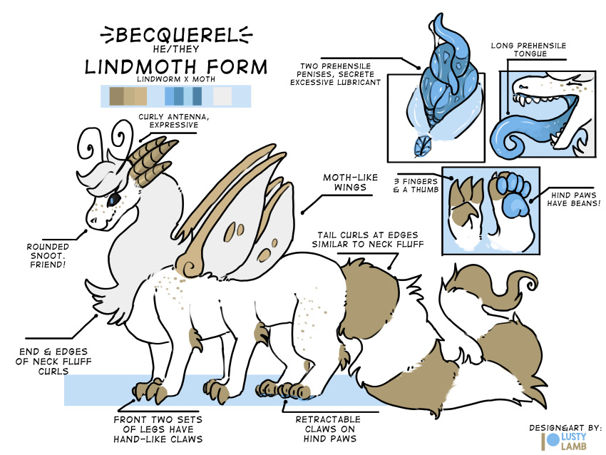 absurd_res animal_genitalia animal_penis anthro_only arthropod conditional_dnp diphallia diphallism dragon fluffy fur furred_dragon hemipenes hi_res hybrid insects lepidopteran lindworm lustylamb male model_sheet moth multi_penis no_humans pawpads paws penis solo tongue wings