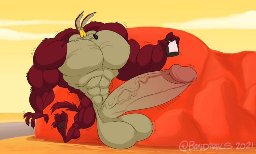 2021 3_toes 4_fingers 5:3 abs abstract_background anthro arm_tuft back_tuft ball_growth balls belly biceps big_balls big_eyes big_pecs big_penis biped black_eyes black_nose blushing_penis boulder brown_body brown_fur calf_tuft canid canine canis canyon chest_tuft claws cloud colored countershade_torso countershading coyote dated desert digital_drawing_(artwork) digital_media_(artwork) ears_front elbow_tuft erection eyebrows fangs feet finger_claws fingers foot_focus foreskin foxbtails fur genital_growth genitals grey_pawpads growth holding_pill_bottle huge_balls huge_cock humanoid_feet humanoid_genitalia humanoid_penis hyper hyper_genitalia hyper_penis knee_tuft large_insertion leg_tuft looking_at_genitalia looking_at_own_penis looking_at_penis looking_at_self looking_down looney_tunes male mammal midair muscle_growth muscular muscular_anthro muscular_male nude outside painted_background pawpads paws pecs penetration penis penis_enlargement_pills penis_growth pill_bottle pink_foreskin pinup plantigrade pose raised_tail ribs road rock shaded shaky_legs shoulder_tuft signature sky small_head soles solo surprise surprised_expression surprised_face surprised_look tail tan_balls tan_belly tan_body tan_eyebrows tan_fur tan_penis teeth thick_calves thick_thighs throbbing throbbing_penis toe_claws toes tuft vein veiny_penis warner_brothers wavy_mouth wide_eyed wile_e._coyote yellow_sclera yellow_sky