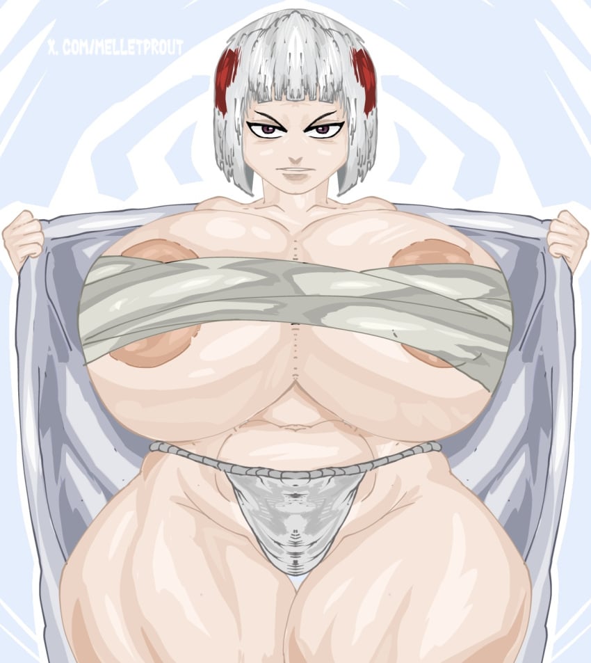 1girls 2d 2d_(artwork) bandaged_chest big_ass big_belly big_breasts big_butt big_hips big_nipples big_thighs bubble_ass bubble_butt child_bearing_hips color colored curvy curvy_body curvy_female female_focus fundoshi huge_ass huge_breasts huge_butt huge_nipples huge_thighs jujutsu_kaisen large_ass large_breasts large_butt large_thighs melletprout nipples_visible_through_clothing panties semi_nude solo solo_female solo_focus tagme thick_thighs uraume venus_body voluptuous voluptuous_female white_hair wide_hips