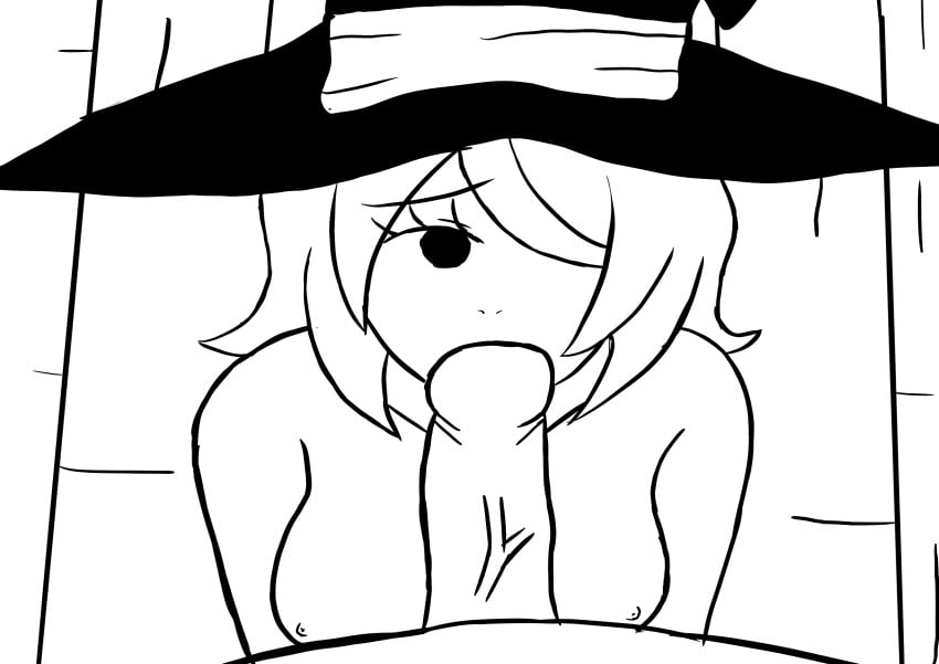 animated animated blowjob ketrita monochrome witch_hat