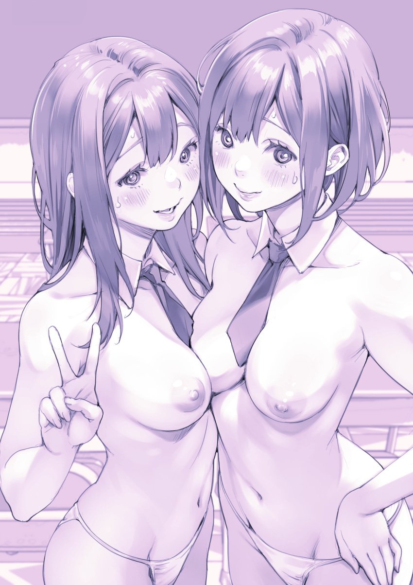 2girls absurd_res absurdres almost_naked almost_nude areolae bare_armpits bare_arms bare_belly bare_breasts bare_chest bare_hands bare_hips bare_midriff bare_navel bare_nipples bare_shoulders bare_skin bare_thighs bare_tits bare_torso belly belly_button boobs_pressed breast_press breast_press_on_chest breast_squeeze breasts breasts_press breasts_pressed_against_another breasts_pressed_against_partner breasts_pressed_together bust_cup busty busty_female busty_girl busty_teen cleavage closed_mouth_smile collar collarbone curvy curvy_body curvy_female curvy_figure curvy_hips day daylight daytime dock docking dot_nose elbows exposed exposed_armpits exposed_arms exposed_belly exposed_breasts exposed_midriff exposed_nipples exposed_shoulders exposed_thighs exposed_tits exposed_torso fair_skin female female_focus female_naked female_only fingernails fingers grin groin hair_between_eyes hand_on_hip hand_on_own_hip hand_sign high_resolution high_school_student highres hourglass_figure large_breasts lean_body lean_figure legs light-skined_female light-skinned light-skinned_female light_skin light_skin_female light_skinned light_skinned_female lips long_hair looking_at_viewer looking_up looking_up_at_viewer macosee medium_breasts medium_hair monochrome mostly_nude multiple_females multiple_girls naked naked_female naked_woman narrow_waist navel nearly_nude necktie nervous nervous_expression nervous_face nervous_female nervous_smile nervous_sweat nipples nude nude_female nudity open_mouth open_mouth_smile original original_art original_artwork original_character outdoor outdoor_nudity outdoors outside pale pale-skinned_female pale_skin pale_skinned_female panties parted_bangs parted_lips peace_sign practically_nude pressing_breast_on_partner pressing_breasts pressing_breasts_together purple_background pushing_breasts_together school_girl school_girls short_hair shoulders shy shy_expression shy_smile sideboob sign slender_body slender_waist slim_girl slim_waist smile smiley_face smiling smiling_at_viewer smirk smooth_skin squeezing_breast squeezing_breasts squeezing_breasts_together standing teen_girl teenage_girl teenage_girls teenager thick_thighs thighs thin_waist thong tongue topless topless_female uncensored uncensored_breasts uncensored_nipples underwear upper_body v v-line v_sign white-skinned_female white_collar white_skin wide_hips