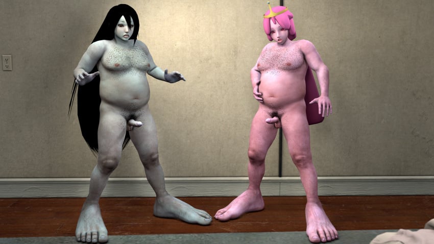 2boys 3d adventure_time body_hair ftm_transformation male marceline marceline_the_vampire_queen princess_bubblegum tidesafterdark_(artist) transformation uglification ugly unusual_anatomy what why wtf