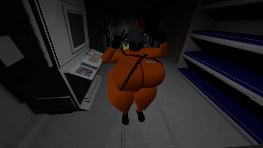 16:9 bodysuit breasts busty employee_(lethal_company) hourglass_figure huge_breasts lethal_company mask massive_breasts tagme thick_thighs vr_media vrchat vrchat_avatar wide_hips worker_(lethal_company)