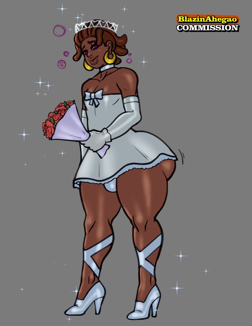 1boy 1femboy 1futa androgynous ass big_ass big_butt big_lips bimbo blazinahegao bottom_heavy bottom_heavy_femboy bouquet bride bulge character_request crossdressing dark-skinned_femboy dark-skinned_male dark_skin femboy femboy_focus femboy_only feminine_male feminization flat_chest futanari girly high_heels hoop_earrings huge_ass male male_bride penis_under_dress reed_(patito_papito) rose rose_bouquet sissification sissy thick_thighs tincure trap trap_bride voluptuous wedding_dress wide_hips