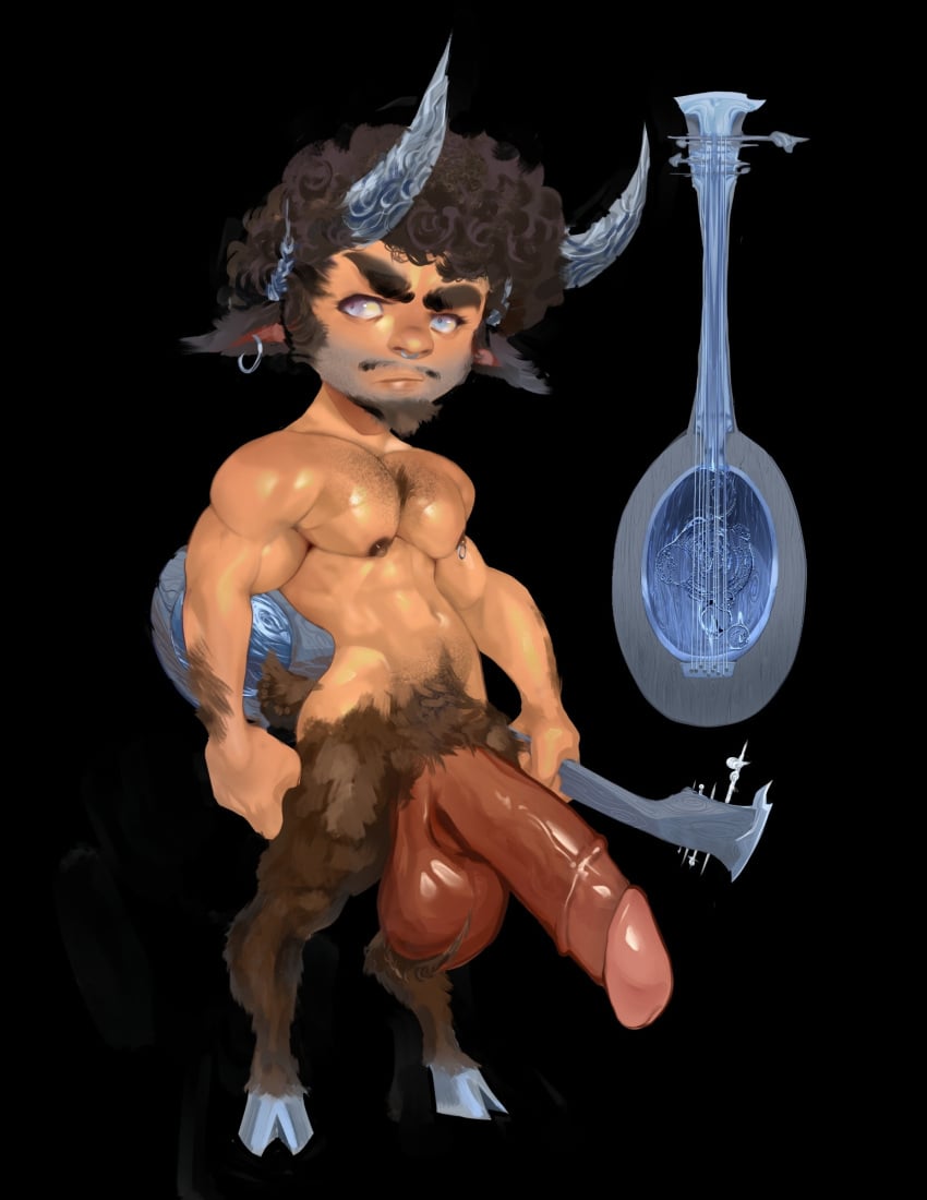 balls big_balls big_penis boner erection facial_hair goat_legs horns huge_cock male male_only nude penis satyr solo solo_male zenpei