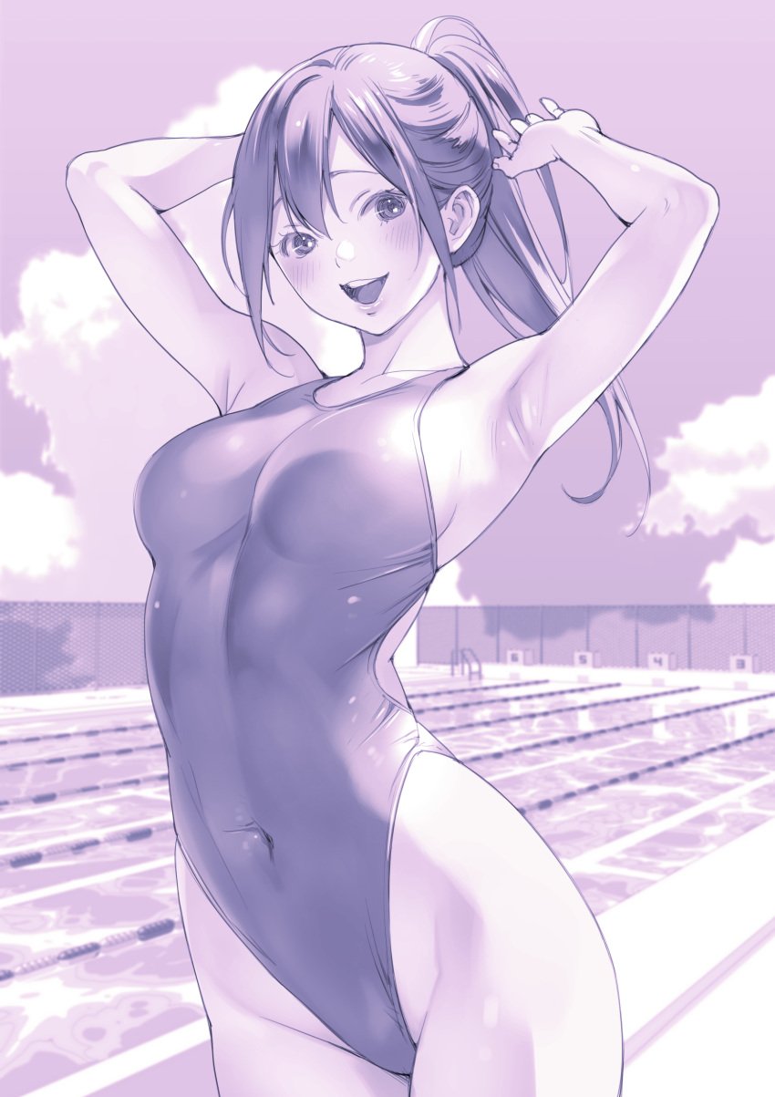 1girls absurd_res absurdres armpit armpit_crease armpit_peek armpits arms_above_head arms_up bare_armpits bare_arms bare_hands bare_hips bare_legs bare_shoulders bare_skin bare_thighs belly belly_button bikini blush blush_face blush_lines blushed_face blushing_at_viewer blushing_face blushing_female breasts clouds collarbone curvy curvy_body curvy_female curvy_figure curvy_hips day daylight daytime dot_nose elbows exposed exposed_armpits exposed_arms exposed_legs exposed_shoulders exposed_thighs fair_skin female female_focus female_only fingers groin hair_between_eyes hairless_armpits hands_above_head hands_up high_resolution highres hourglass_figure lean_body lean_figure legs light-skined_female light-skinned light-skinned_female light_skin light_skin_female light_skinned light_skinned_female lips long_hair looking_at_viewer looking_down looking_down_at_viewer macosee medium_breasts monochrome narrow_waist navel one-piece_swimsuit open_mouth open_mouth_smile original original_art original_artwork original_character outdoor outdoors outside pale pale-skinned_female pale_skin pale_skinned_female parted_bangs parted_lips ponytail pool poolside purple_background pussy sexy_armpits shaved_armpits shoulders sideboob sky slender_body slender_waist slim_girl slim_waist smile smiley_face smiling smiling_at_viewer smooth_armpits smooth_skin solo standing swimsuit swimwear thick_thighs thighs thin_waist tongue tying_hair underboob upper_body upper_teeth v-line white-skinned_female white_skin wide_hips