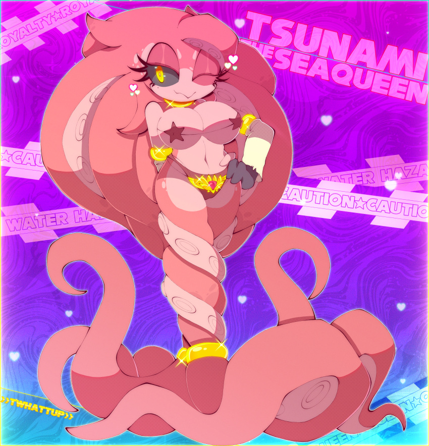 1girls almost_naked bikini black_sclera fan_character female girl jewelry lost_media mobian_(species) nipple_bulge nipples nipples_visible_through_clothing octopus octopus_girl octopus_humanoid original_character pink_body royalty sonic_(series) sonic_oc tsunami_(twhattup) twhattup yellow_eyes