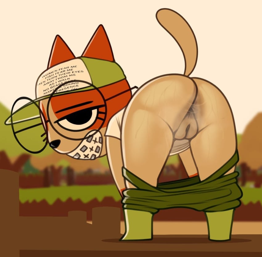 braces cat_ears catgirl chell_chip feline glasses hat pulling_down_pants sweaty_butt tail webfishing whiskers