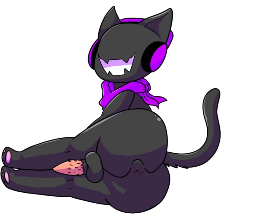 anthro anus ass backsack big_ass black_fur feline headphones male_only monstercat monstercat_media penis