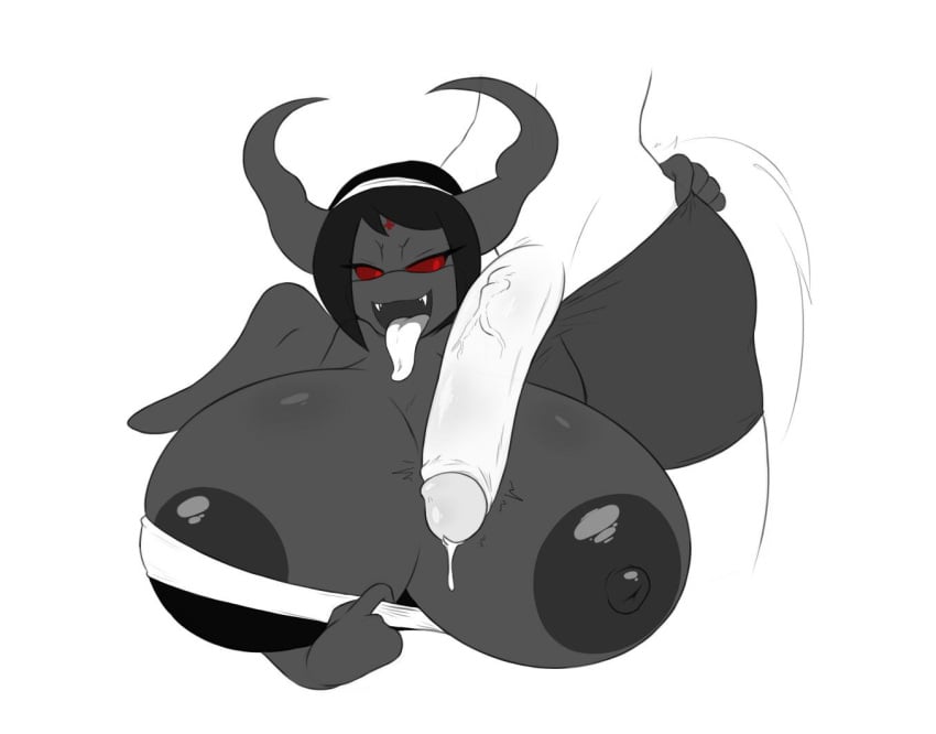 angelthecatgirl big_areola big_breasts big_penis black_areola black_hair black_horns black_skin demon demon_girl eve_(the_binding_of_isaac) fangs female horns huge_breasts huge_cock male nun nun's_habit patreon red_eyes tagme the_binding_of_isaac tongue_out wings