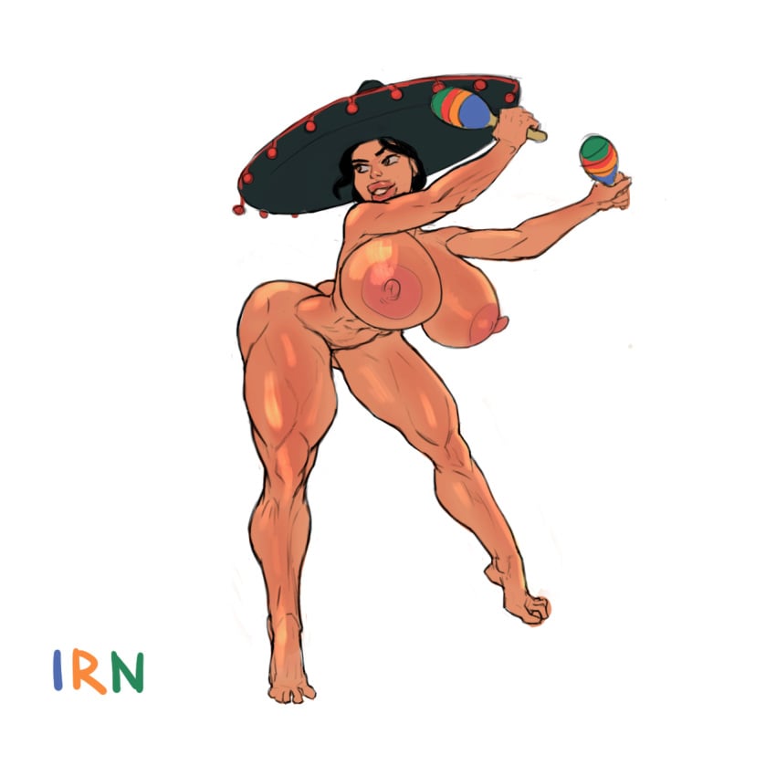 1girls animated ass_shake big_ass big_breasts bimbo breasts dancer female female_only hourglass_figure iranon latina maracas muscular_bimbo muscular_female nude shaking_butt short_hair sombrero voluptuous wide_hips