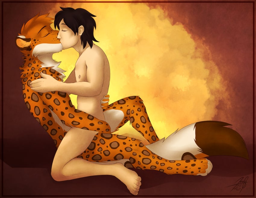 anal anthro anthro_on_human anthro_on_male anthro_penetrating anthro_penetrating_human felid feline gay gothwolf human human_on_anthro human_penetrated interspecies kissing leopard male male/male male_on_anthro male_only mammal pantherine penetration yaoi