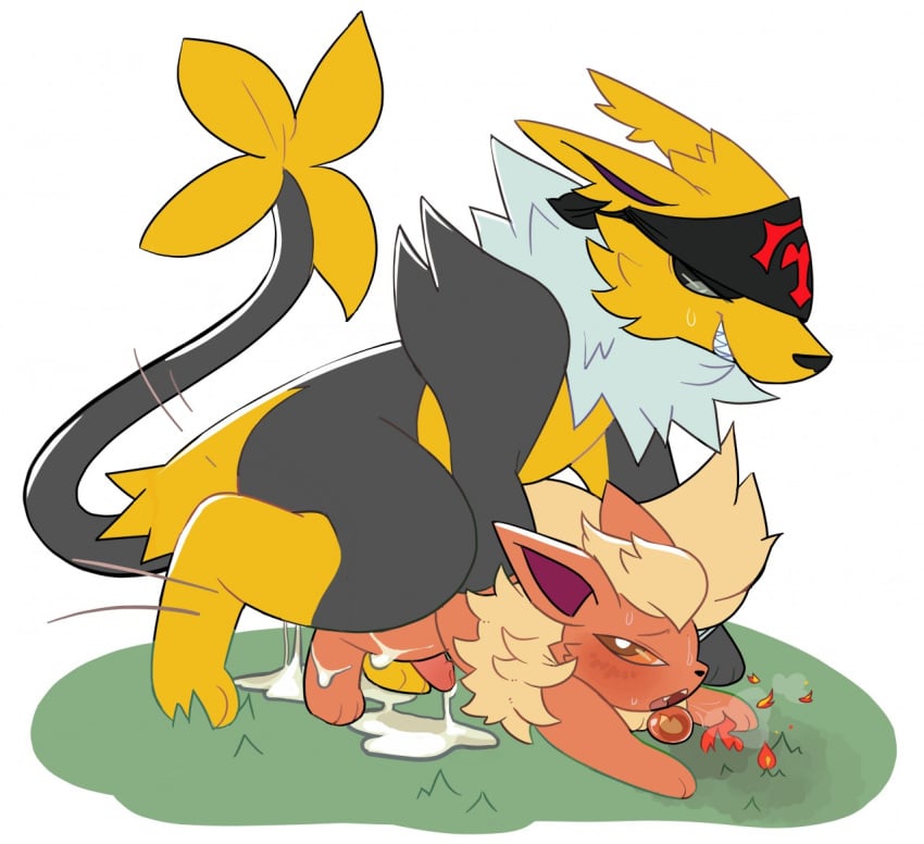 2boys alternate_color anal anal_sex bandana batruse_(artist) eeveelution feet feral flareon furry fusion gay half-closed_eyes heavy_breathing hybrid interspecies jolteon larger_male luxray male male_only nintendo nude original_character paws penetration pokémon_(species) pokemon pokemon_(species) pokemon_dppt pokemon_rgby retra size_difference smaller_male thick_thighs video_games wide_hips yaoi