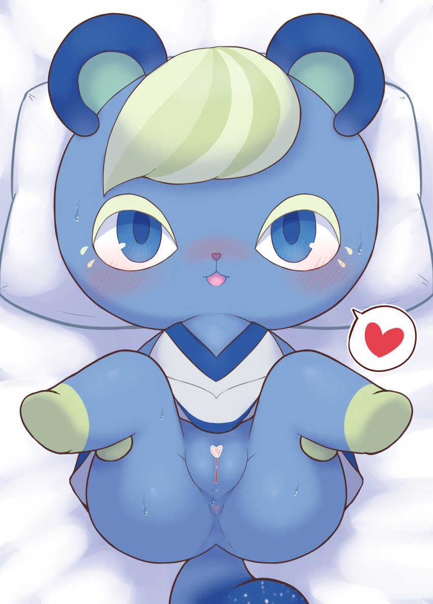 animal_crossing anthro anus ass blush bottomless female heart ione_(animal_crossing) k_kajiura nintendo pussy squirrel video_games