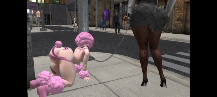 3d anus ass ass_jiggle buttplug buttplug_tail crossdressing dark-skinned_female dog_tail dominatrix ebony femboy leash lucyluvbunz petplay puppyplay second_life sissy walking white_body