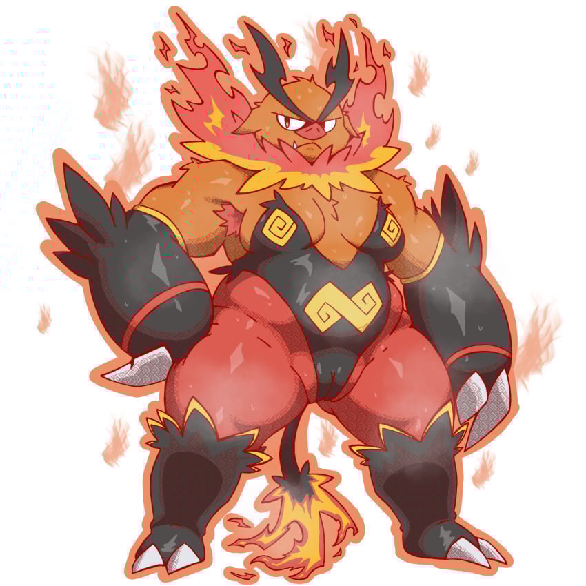 1:1 alpha_channel anthro armpit_hair armwear bodily_fluids body_hair breasts camel_toe claws clothed clothing emboar female fire flaming_tail fur generation_5_pokemon genitals hi_res knil_(artist) legwear looking_at_viewer mammal nintendo orange_body orange_fur pokemon pokemon_(species) solo steam suid suine sus_(pig) sweat sweatdrop tail thick_thighs vulva wild_boar