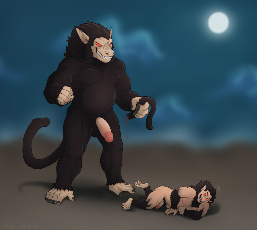 2boys anthro_to_human blood dragon_ball gay gore haplorhine humanoid_penis male male_only mammal monkey monkey_boy monkey_feet nude oozaru original_character penis prehensile_feet primate rooc species_transformation tail_removed transformation yaoi