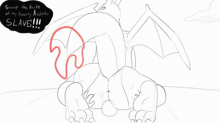 animated anon ass big_ass charizard domination duo facesitting feet fluffydonuts hi_res looking_back mammal nintendo partially_colored pokémon_(species) pokemon pokemon_(species) pokemon_rgby simple_background size_difference sketch sweat video_games wings